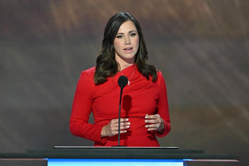 PHOTO: US Senator Katie Britt, Republican of Alabama, speaks during the first day of the 2024 Republican National Convention in Milwaukee, Wis., July 15, 2024.