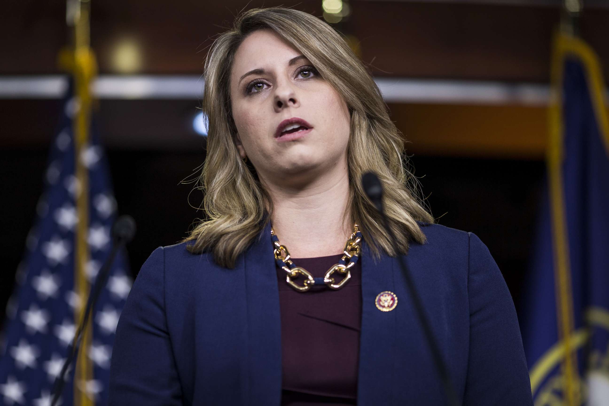 PHOTO: Rep. Katie Hill speaks during a news conference on April 9, 2019, in Washington.
