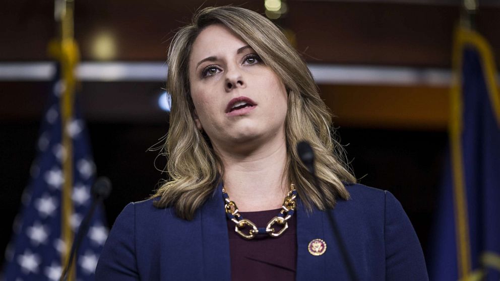 PHOTO: Rep. Katie Hill speaks during a news conference on April 9, 2019, in Washington.