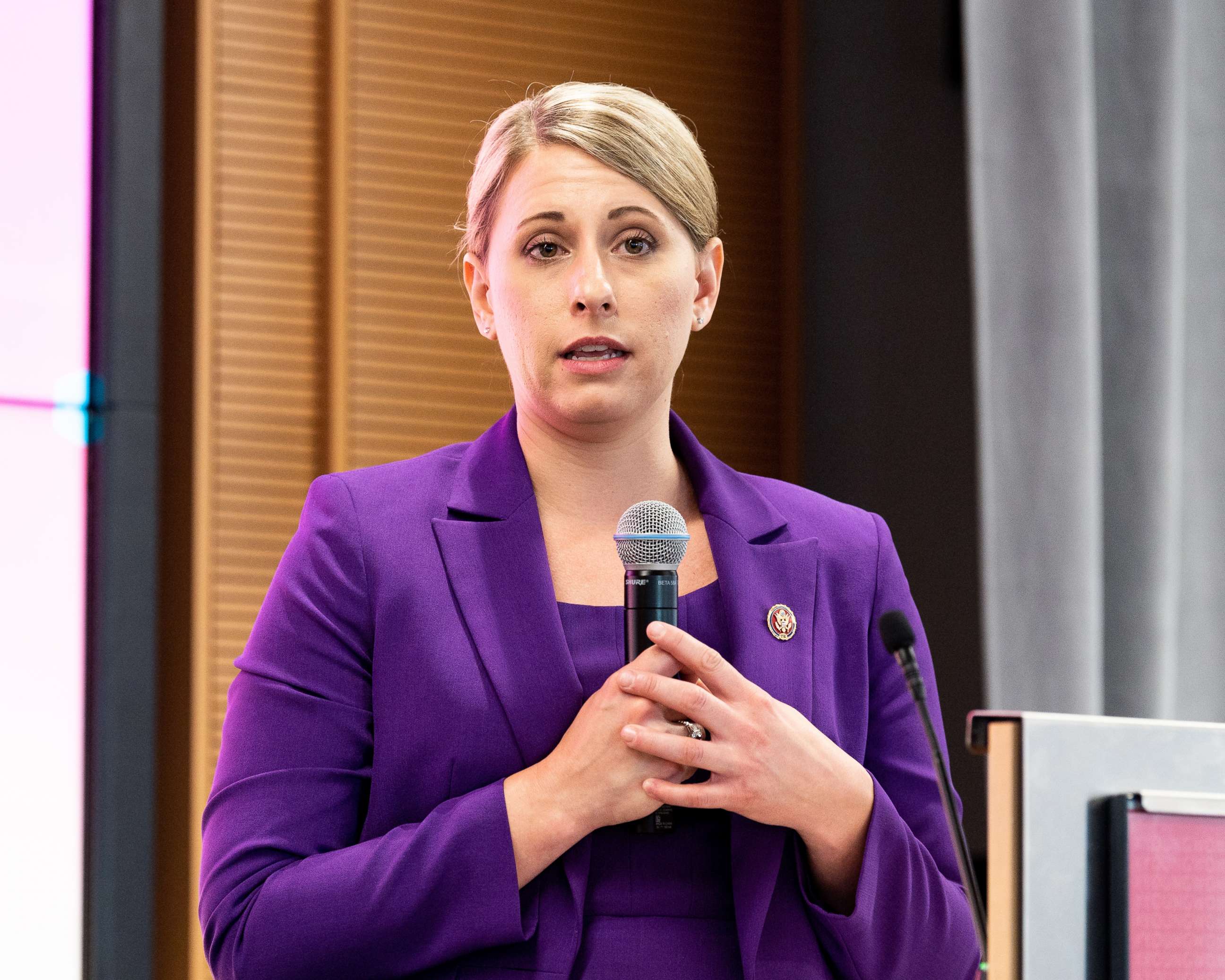 PHOTO:Representative Katie Hill speaks at the Ignite Young Women Run D.C. Conference in Washington, D.C.
