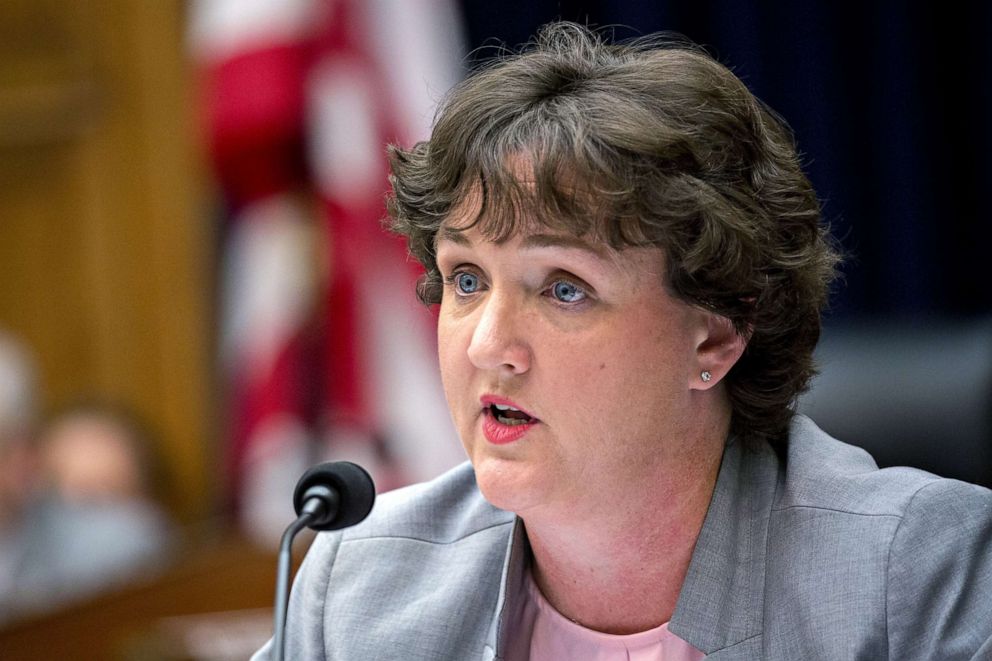 PHOTO: Representative  Katie Porter, a Democrat from California, questions witnesses during a House Financial Services Committee hearing in Washington, D.C., April 10, 2019.