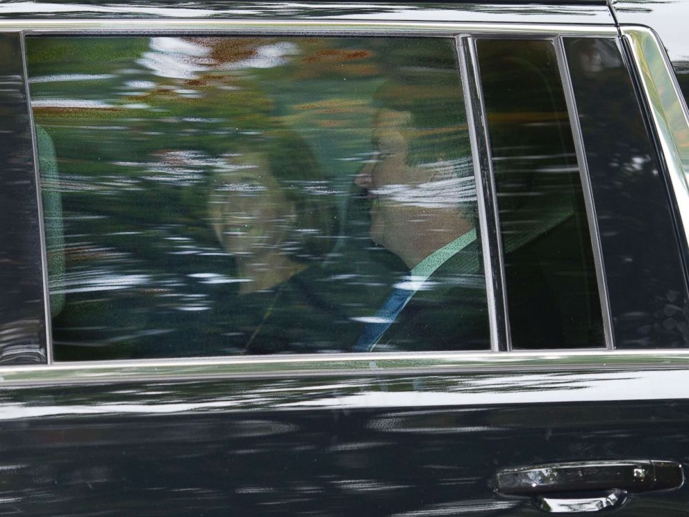PHOTO: Supreme Court nominee Brett Kavanaugh and his wife Ashley Estes Kavanaugh depart their home in Chevy Chase, Md., en route to the Supreme Court, Oct. 6, 2018.