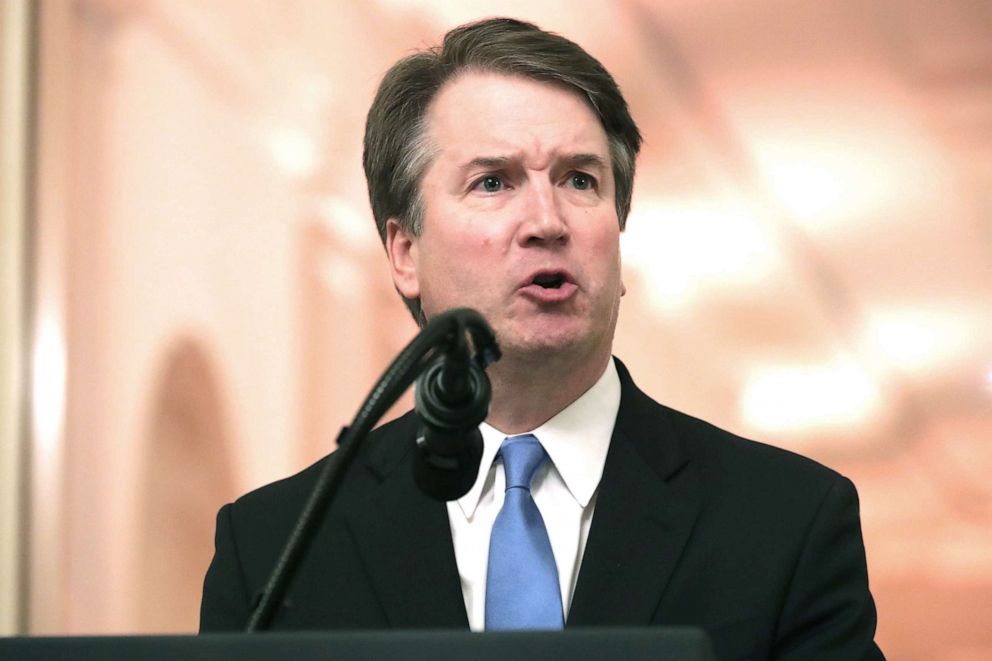 PHOTO: Supreme Court Associate Justice Brett Kavanaugh speaks at his ceremonial swearing in in the East Room of the White House, Oct. 8, 2018.