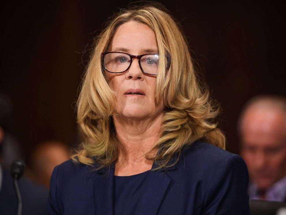 PHOTO: Christine Blasey Ford, the woman accusing Supreme Court nominee Brett Kavanaugh of sexually assaulting her at a party 36 years ago, testifies during his U.S. Senate Judiciary Committee confirmation hearing in Washington, Sept. 27, 2018.