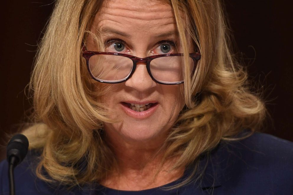 PHOTO: Christine Blasey Ford testifies before the U.S. Senate Judiciary Committee on Capitol Hill in Washington, Sept. 27, 2018.