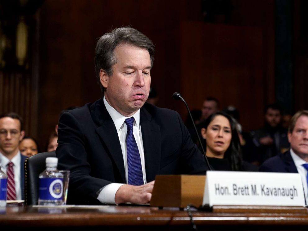 PHOTO: Supreme court nominee Brett Kavanaugh testifies before the Senate Judiciary Committee on Capitol Hill in Washington, Sept. 27, 2018.