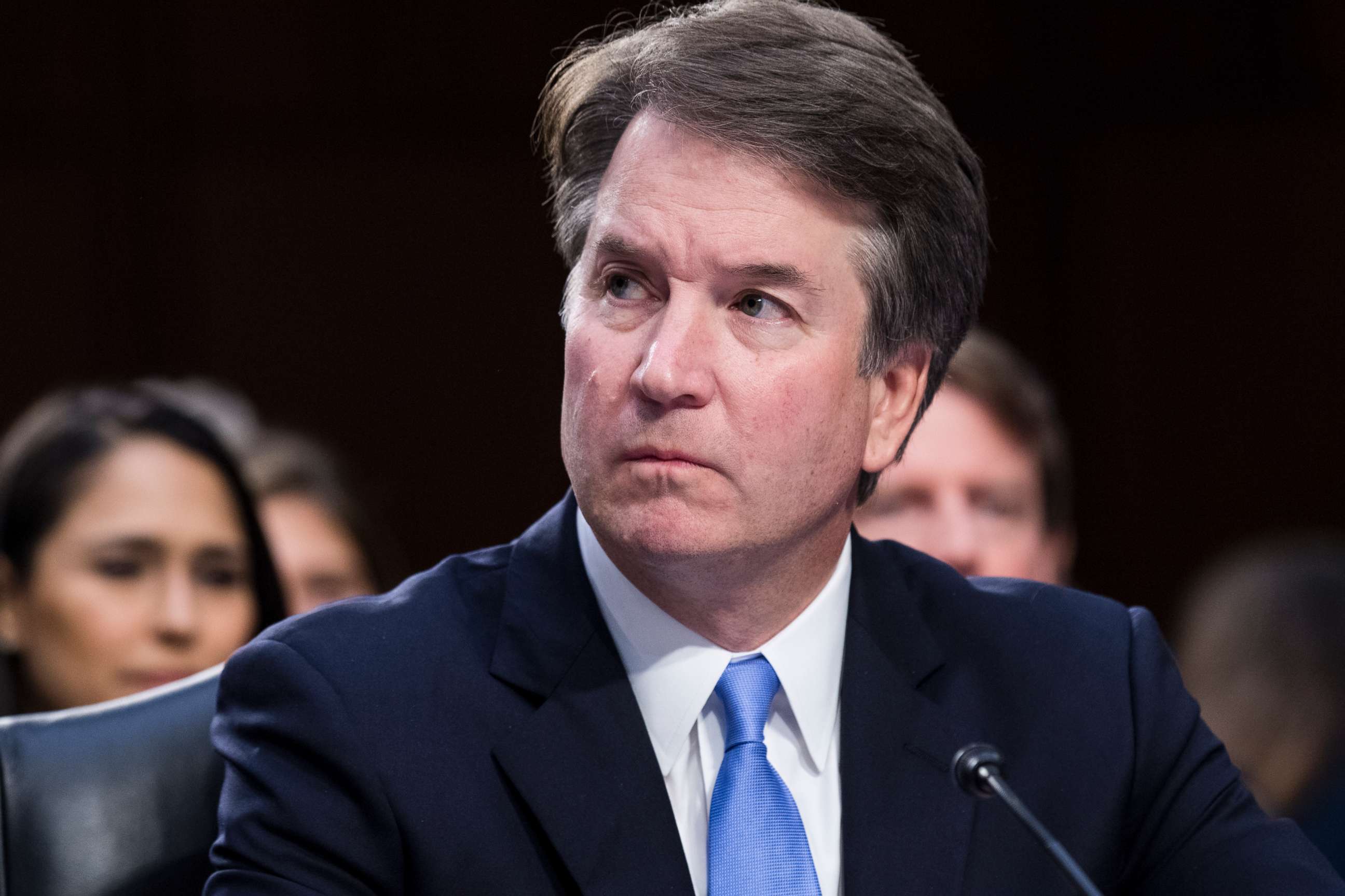 PHOTO: Brett Kavanaugh listens to Senators on day three of his confirmation hearing in the Senate Judiciary Committee to be Associate Justice of the Supreme Court on Sept. 6, 2018.