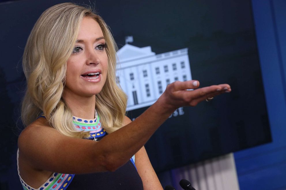 PHOTO: White House press secretary Kayleigh McEnany holds a news conference in the Brady Press Briefing Room at the White House on Sept. 24, 2020, in Washington, D.C. 