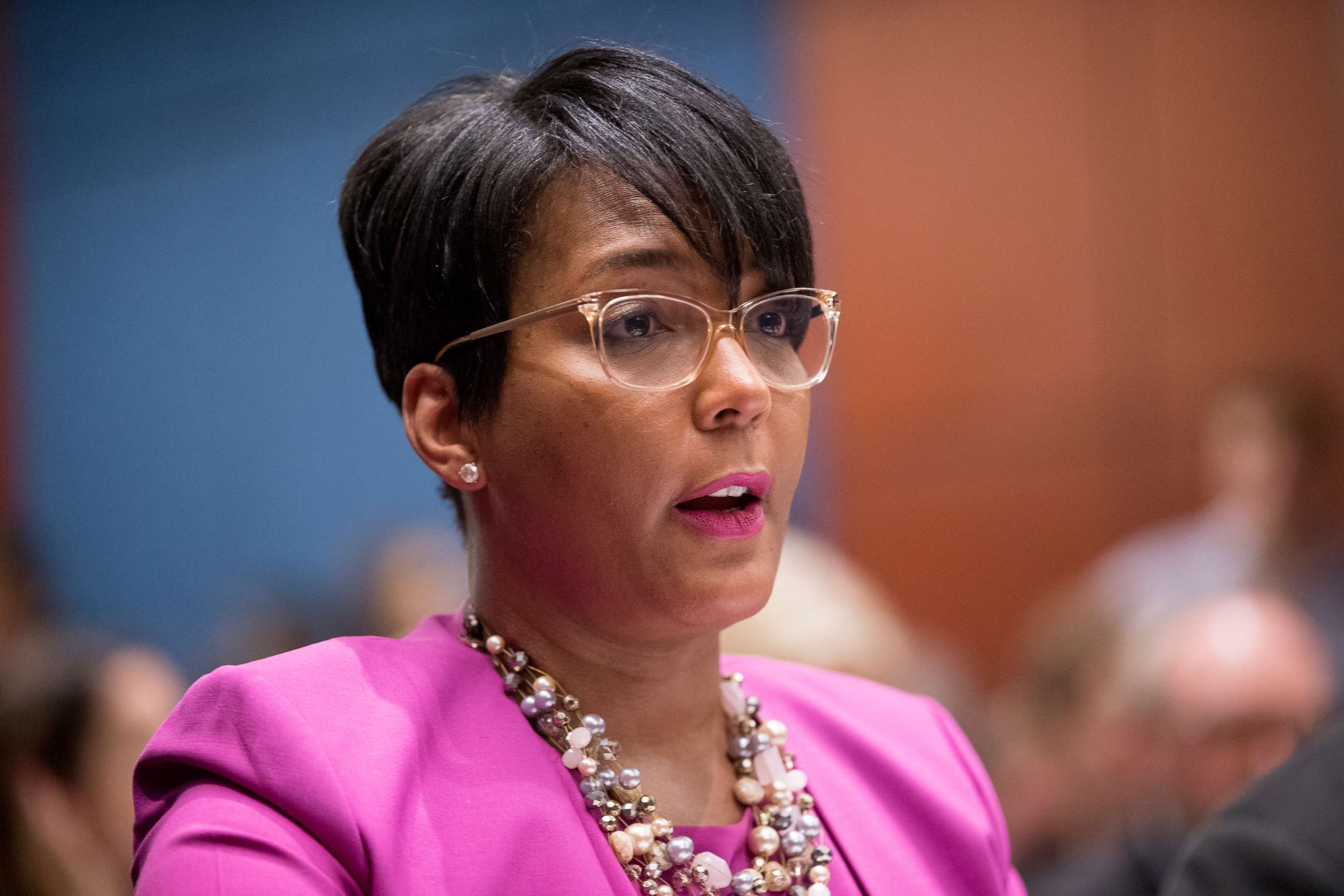 PHOTO: In this July 17, 2019, file photo, Atlanta Mayor Keisha Lance Bottoms speaks during a Senate Democrats' Special Committee on the Climate Crisis on Capitol Hill in Washington.