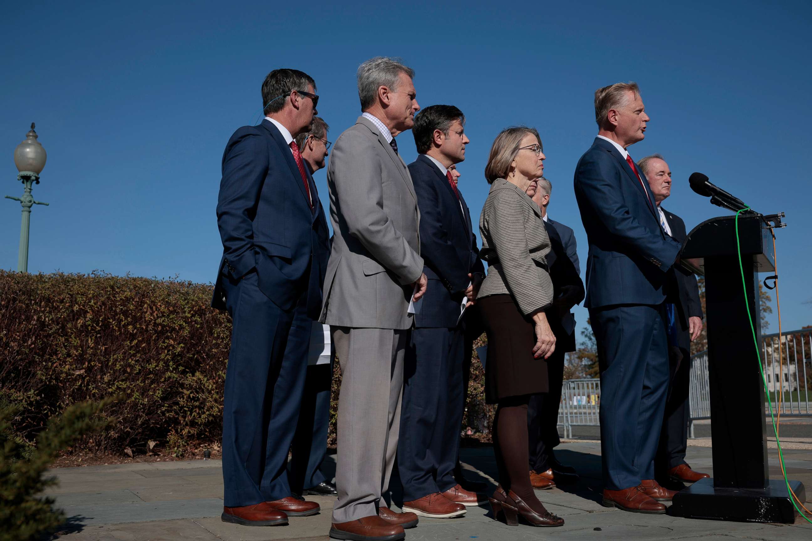 PHOTO: Rep. Fred Keller (R-PA) speaks  at a press conference on vaccine mandate for businesses with House Republicans on Capitol Hill on Nov. 18, 2021, in Washington, D.C.