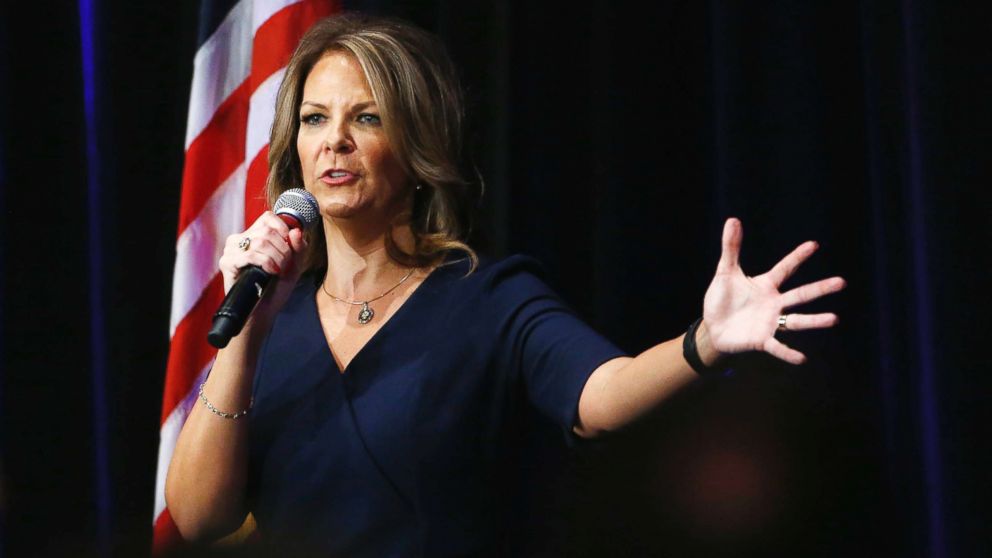 Arizona Senate candidate Kelli Ward speaks at a campaign rally, Oct. 17, 2017, in Scottsdale, Ariz. 