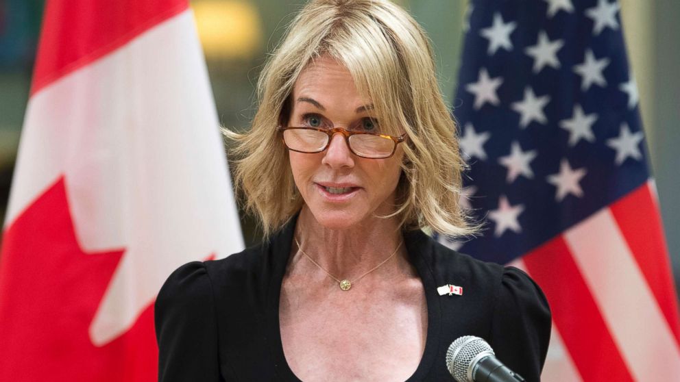 United States Ambassador Kelly Knight Craft delivers a brief statement after presenting her credentials during a ceremony at Rideau Hall, Oct. 23, 2017, in Ottawa.