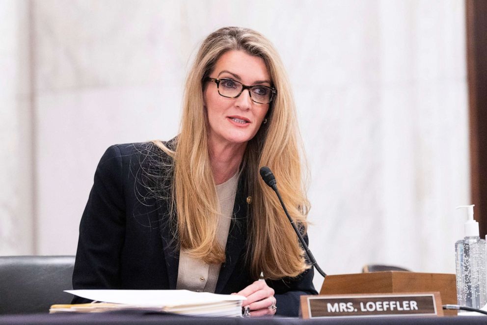 PHOTO: Senator Kelly Loeffler speaks at a Senate Committee on Veterans' Affairs meeting in Washington, Aug. 5, 2020.