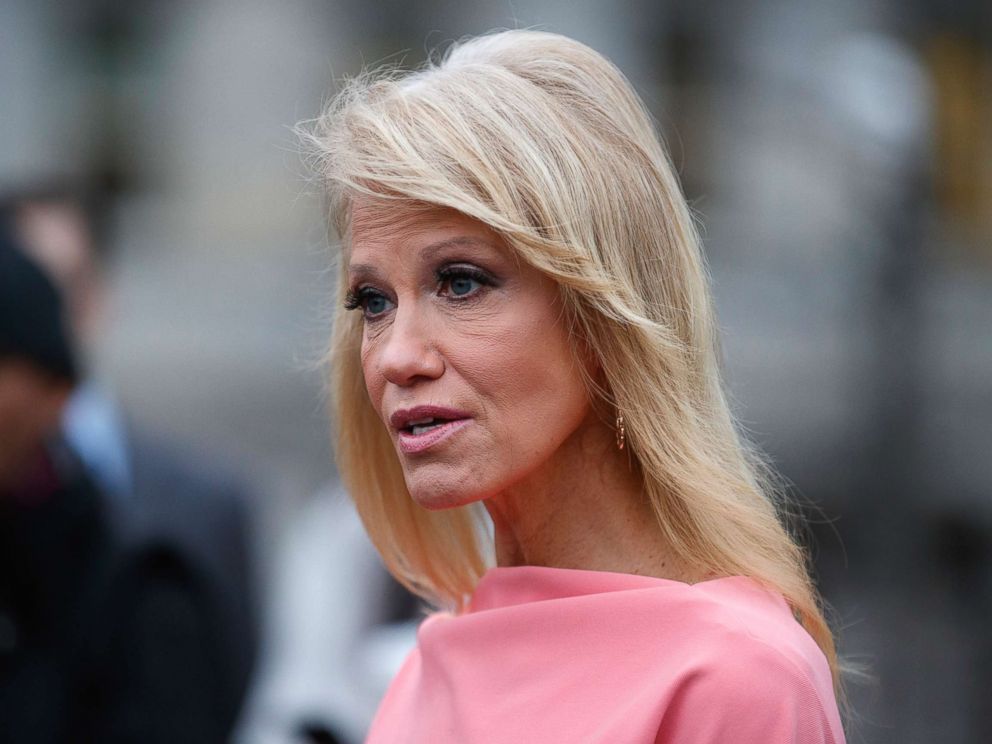 PHOTO: White House senior adviser Kellyanne Conway speaks to reporters about the government shutdown outside the White House, Jan. 3, 2019, in Washington.