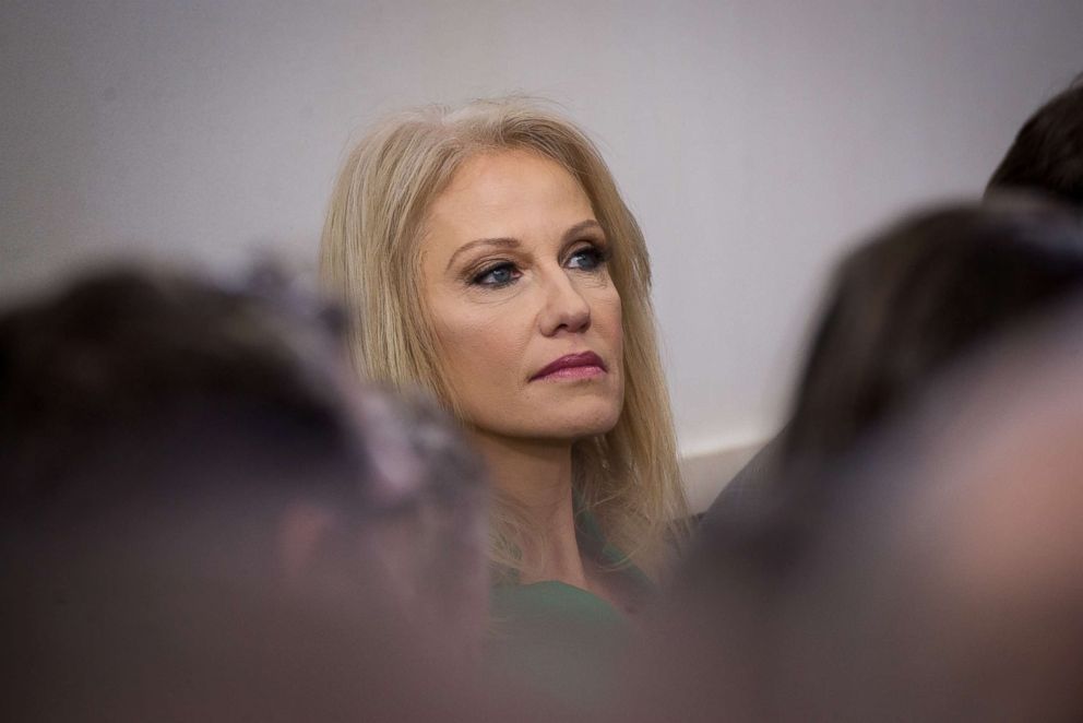 PHOTO: White House spokesperson Kellyanne Conway attends a press briefing with Press Secretary Sarah Huckabee Sanders at the White House, Dec. 18, 2018. 