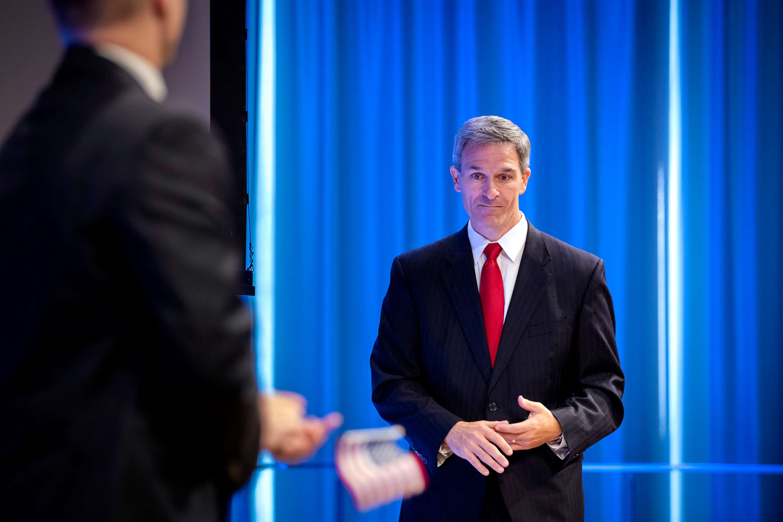 PHOTO:Acting Director of the U.S. Citizenship and Immigration Services (USCIS), Ken Cuccinelli leaves the lectern after speaking during a naturalization ceremony on July 2, 2019, in New York City. 