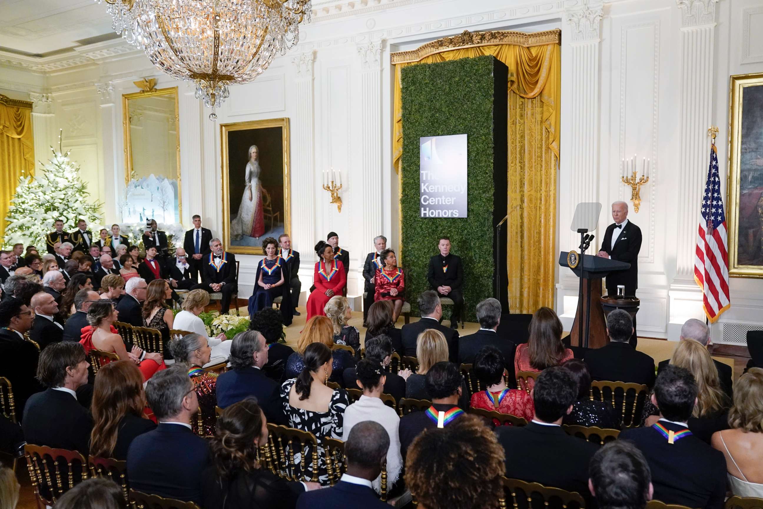 PHOTO: President Joe Biden speaks during the Kennedy Center honorees reception at the White House, Dec. 4, 2022, in Washington. 