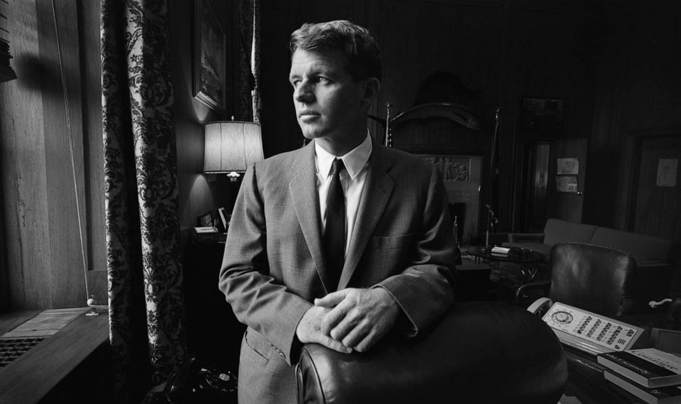PHOTO: United States Attorney General Robert Kennedy poses for a portrait in his Justice Department office circa 1964 in Washington.