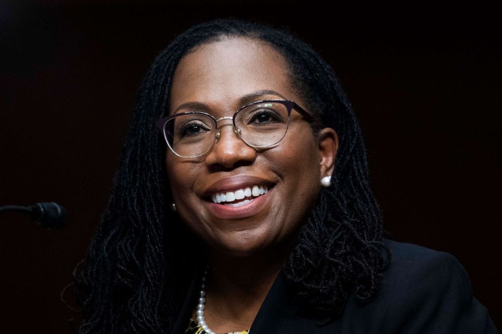 PHOTO: Ketanji Brown Jackson, nominated to be a U.S. Circuit Judge for the District of Columbia Circuit, testifies before a Senate Judiciary Committee hearing on pending judicial nominations on Capitol Hill in Washington on April 28, 2021.