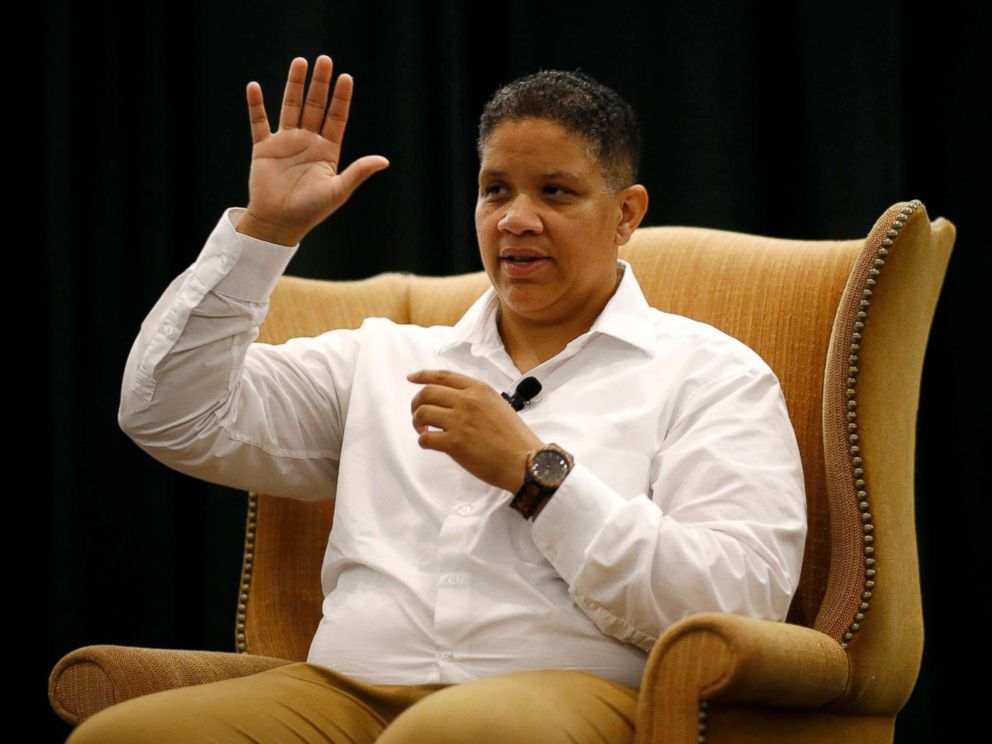 PHOTO: Kerri Evelyn Harris, Democratic candidate for Senate in Delaware, speaks at a town hall at the University of Delaware in Newark, Del., Aug. 31, 2018.