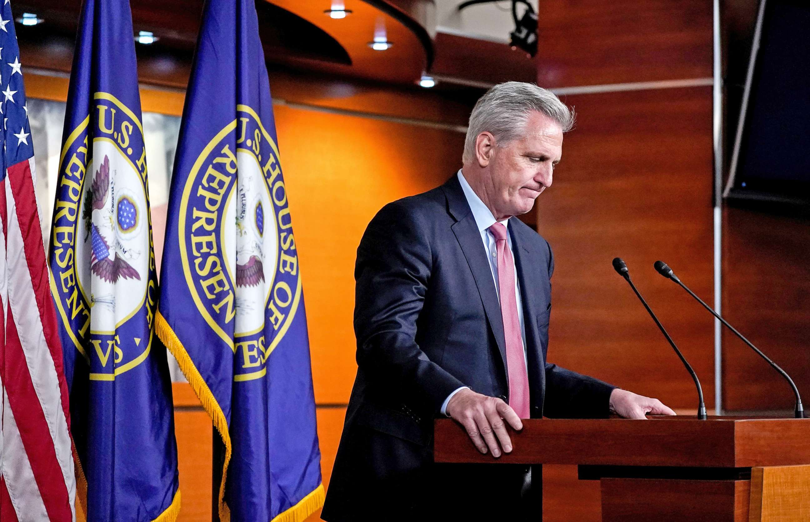 PHOTO: Minority Leader Kevin McCarthy holds a news conference at the U.S. Capitol in Washington, D.C., July 22, 2021. 