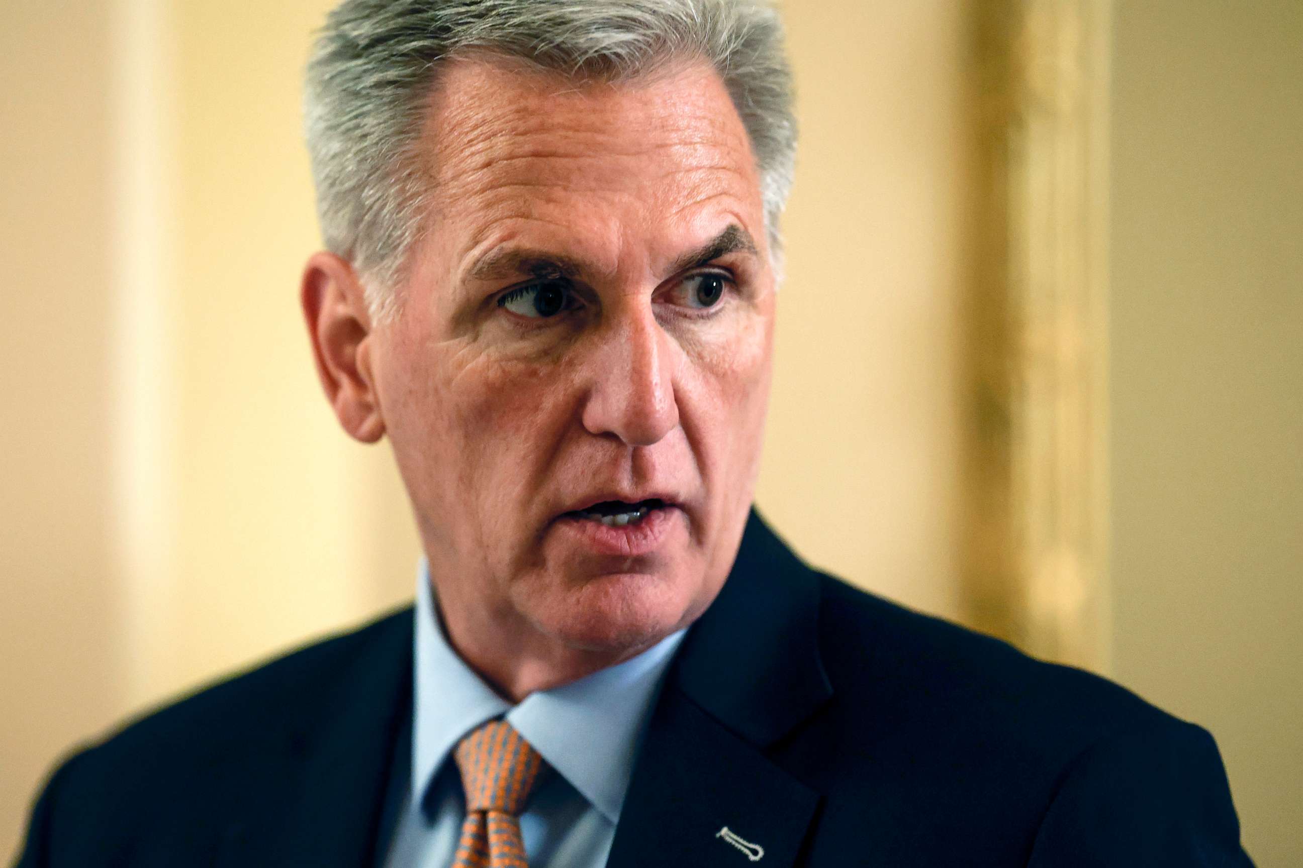 PHOTO: Speaker of the House Kevin McCarthy walks to the House Chambers to open up the legislative session in the U.S. Capitol Building on June 05, 2023 in Washington, DC.