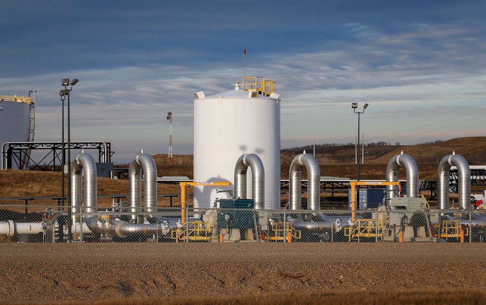 PHOTO: A TransCanada's Keystone pipeline facility is seen in Hardisty, Alberta, Nov. 6, 2015.