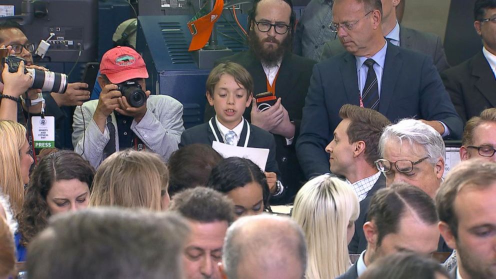 PHOTO: A student reporter was allowed to ask a question at the White House press briefing on Wednesday, May 30, 2018.