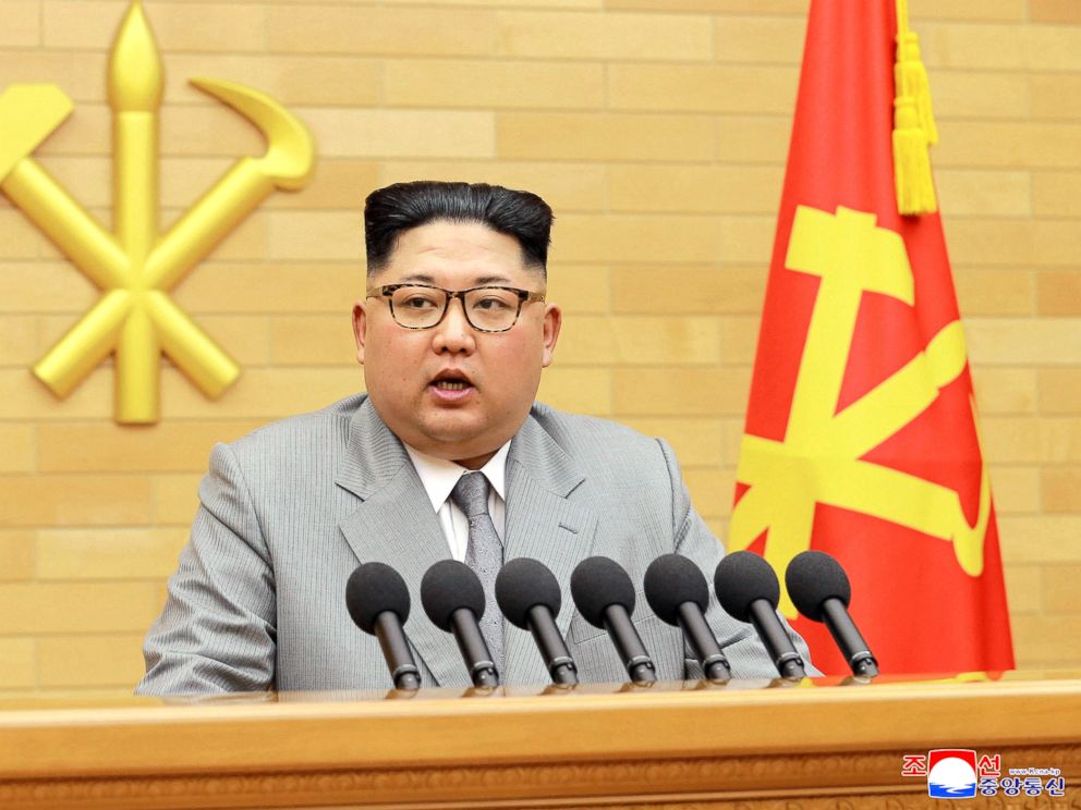 PHOTO: North Korean leader Kim Jong Un delivers his New Years speech at an undisclosed place in North Korea, Jan. 1, 2018, in this photo provided by the North Korean government.