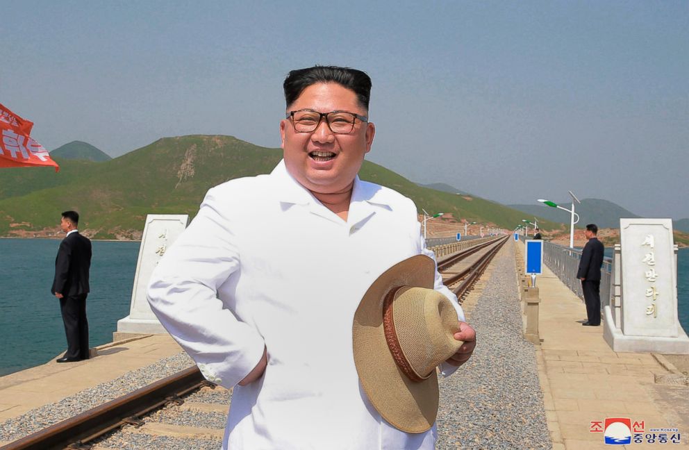 PHOTO: North Korean leader Kim Jong Un inspects the completed Koam-Tapchon Railways in Gangwon-do, North Korea, in a photo released by the North Korean government on May 25, 2018.