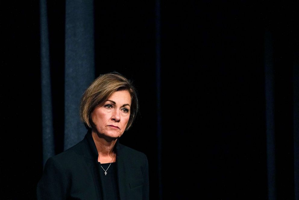 PHOTO: In this Sept. 29, 2020 file photo, Iowa Gov. Kim Reynolds updates the state's response to the coronavirus outbreak during a news conference in Johnston, Iowa.