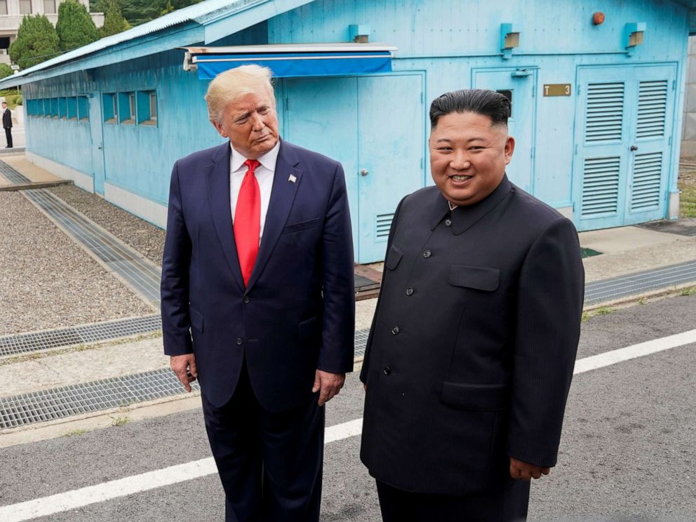 PHOTO: President Donald Trump meets with North Korean leader Kim Jong Un at the demilitarized zone separating the two Koreas, in Panmunjom, South Korea, June 30, 2019.