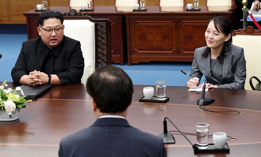 PHOTO: North Korean Leader Kim Jong Un and his sister Kim Yo Jong attend the Inter-Korean Summit at the Peace House, on April 27, 2018, in Panmunjom, South Korea.