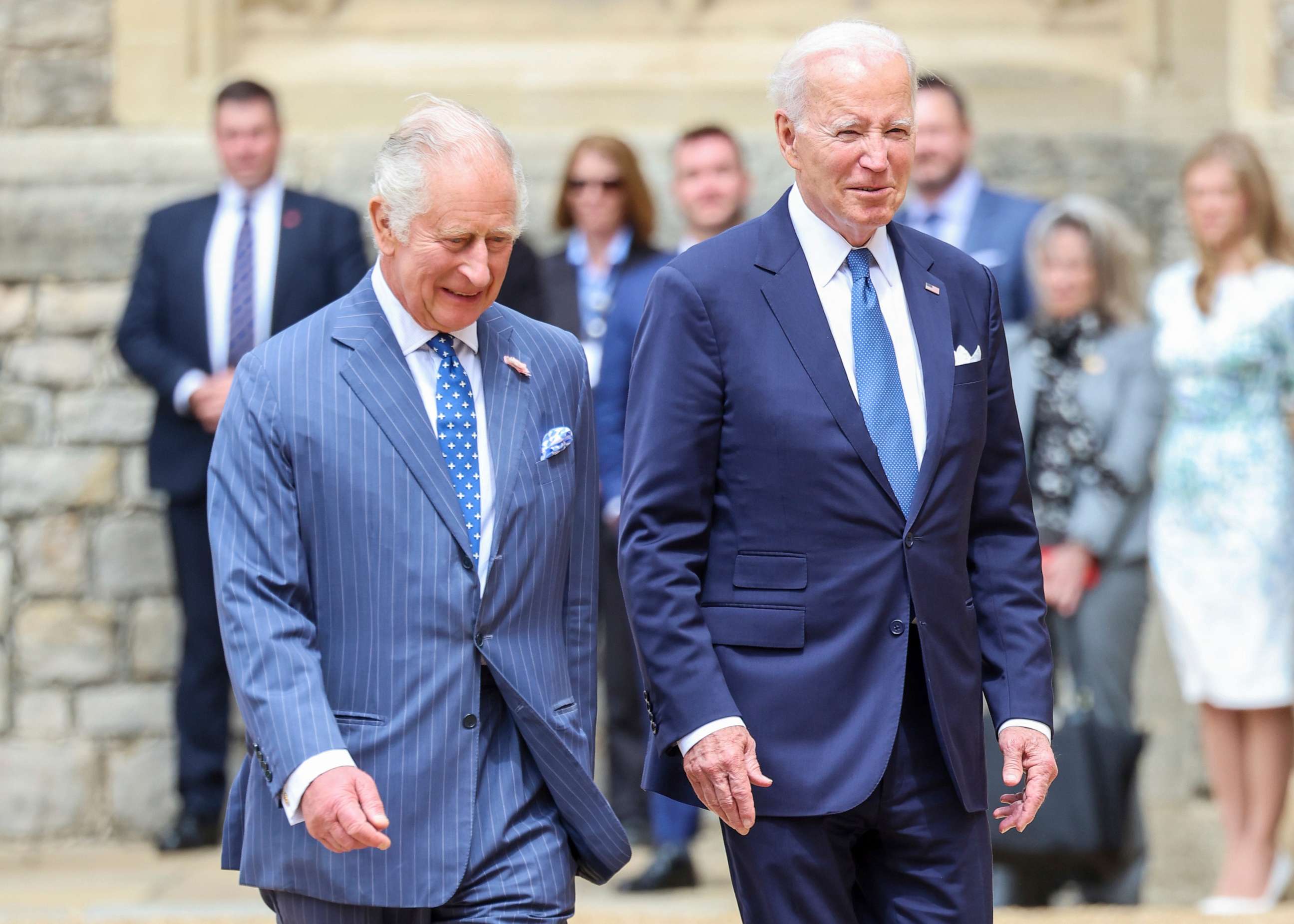 PHOTO: U.S. President Joe Biden, right, meets with Britain's King Charles III at Windsor Castle, England, July 10, 2023.