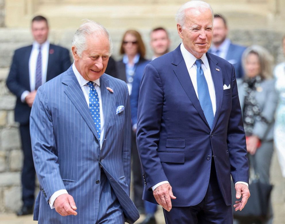 PHOTO: U.S. President Joe Biden, right, meets with Britain's King Charles III at Windsor Castle, England, July 10, 2023.