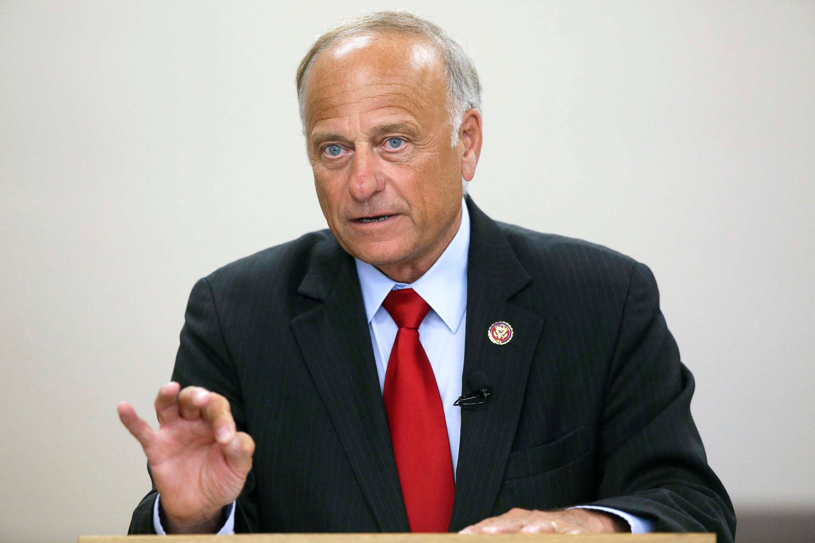 PHOTO: Rep. Steve King (R-IA) speaks during a town hall meeting at the Ericson Public Library, Aug. 13, 2019, in Boone, Iowa.