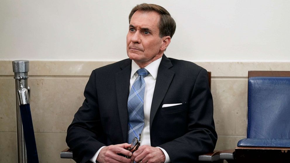 PHOTO: National Security Council spokesman John Kirby attends a press briefing at the White House, April 6, 2023, in Washington.