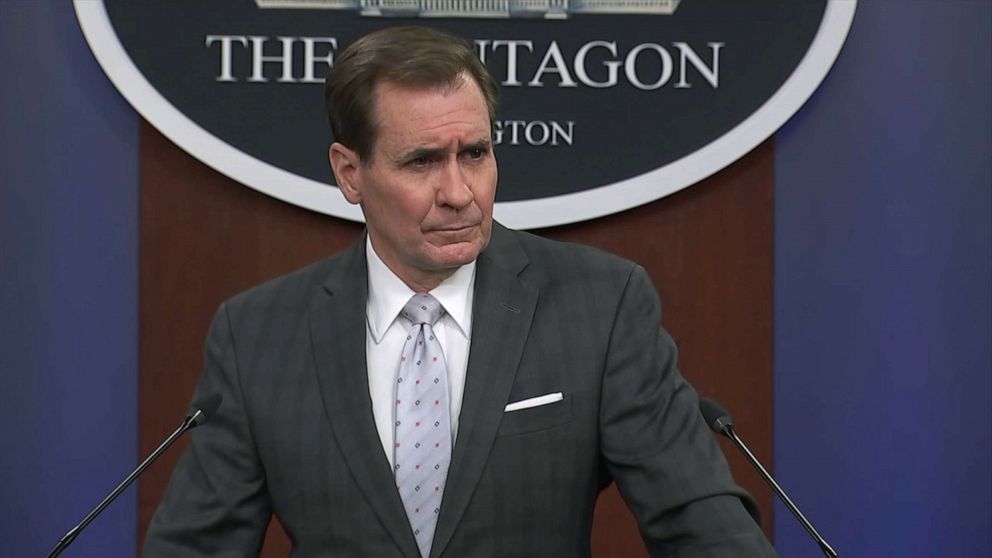 PHOTO: Pentagon Press Secretary John Kirby holds a news briefing at the Pentagon Feb. 2, 2022, in Arlington, Va.