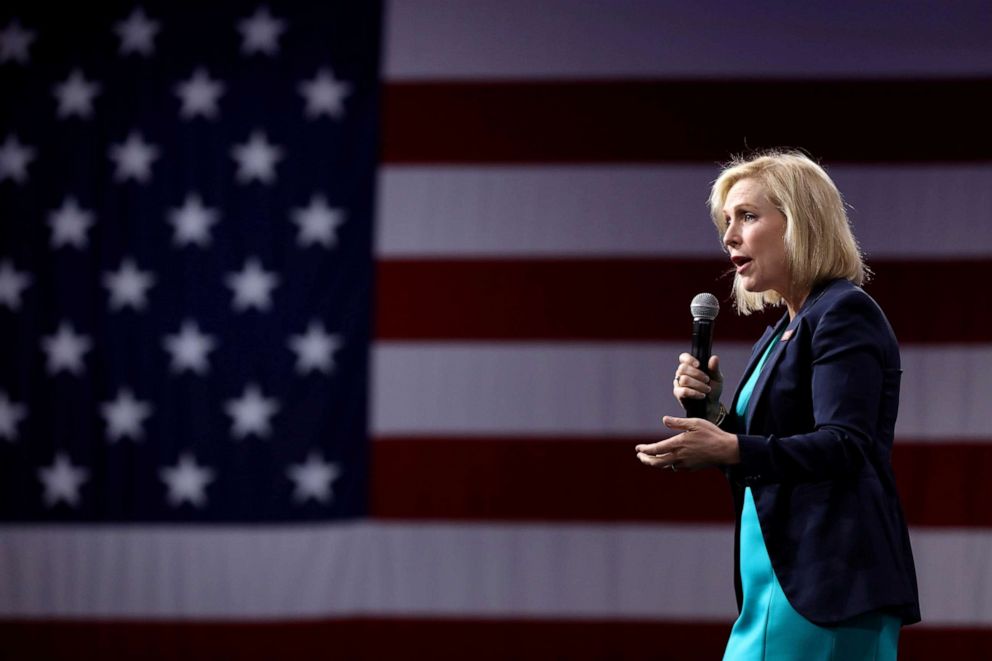 PHOTO: Senator Kirsten Gillibrand speaks during the Presidential Gun Sense Forum in Des Moines, Iowa, Aug. 10, 2019.