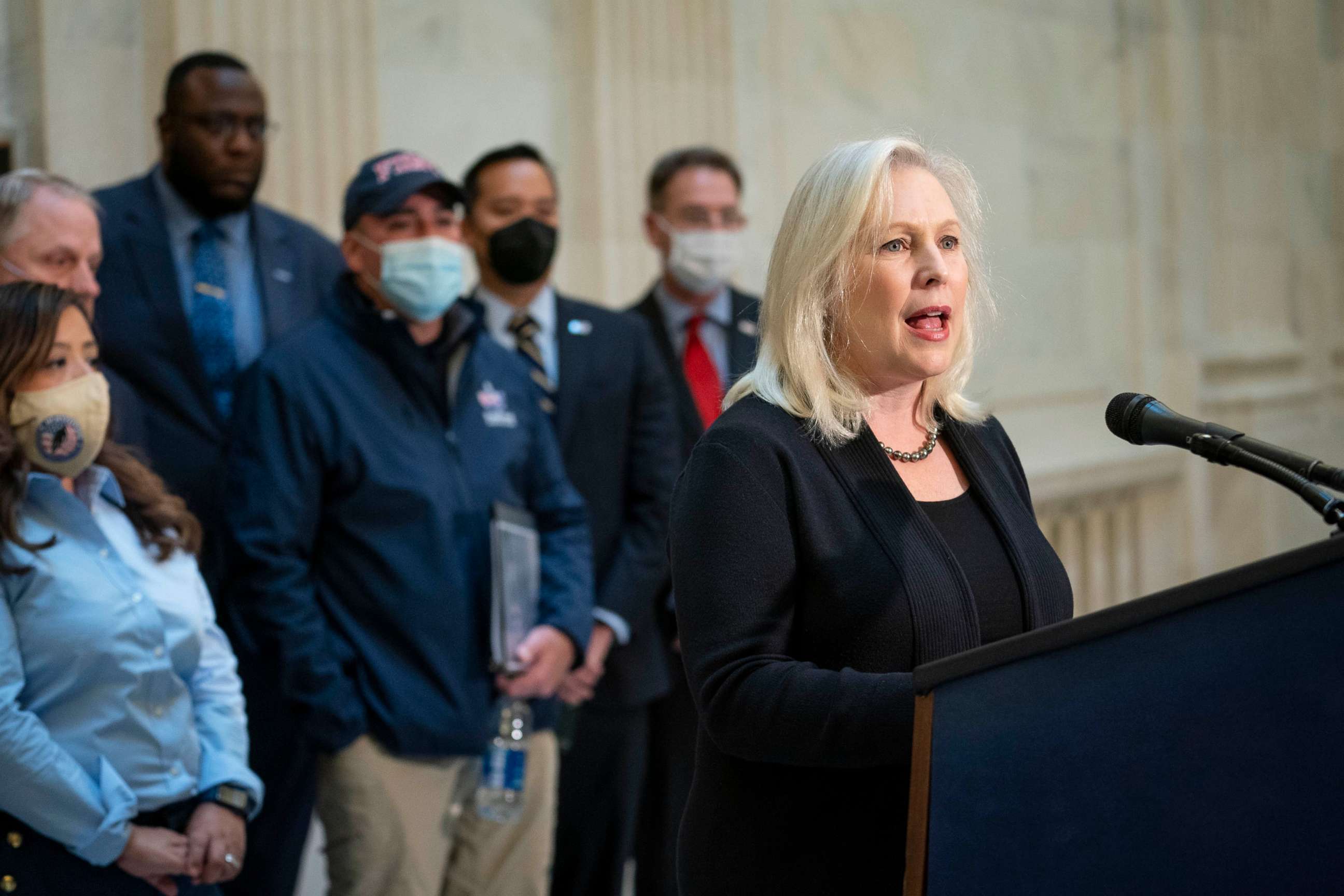 PHOTO: Senator Kirsten Gillibrand speaks during a news conference at the U.S Capitol on Nov. 4, 2021, in Washington, D.C.