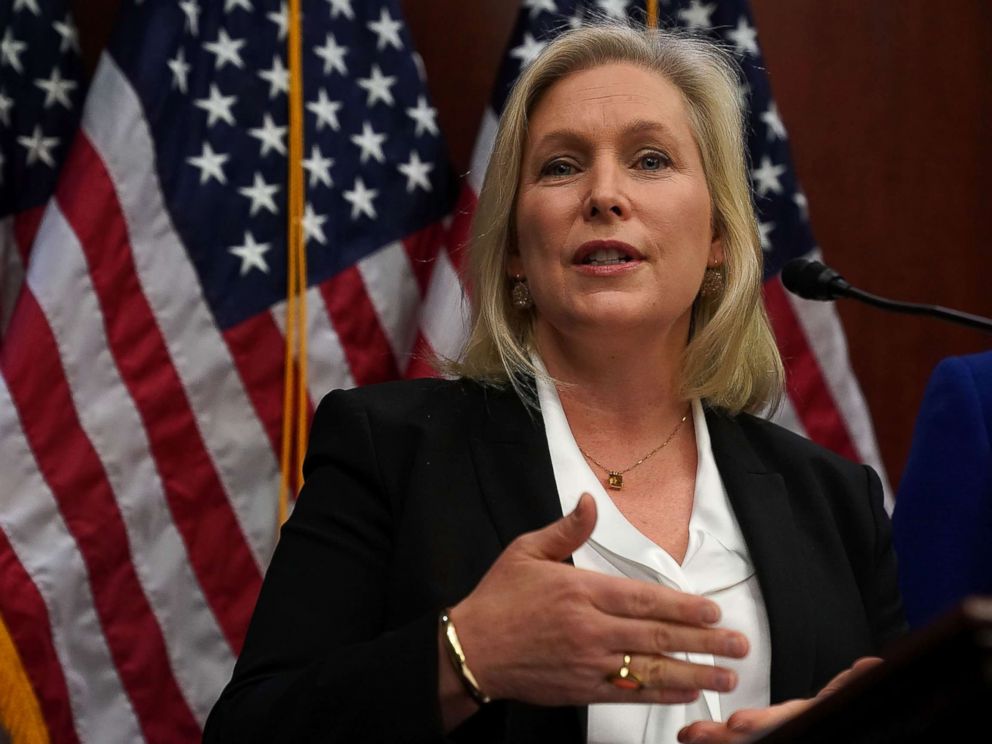 PHOTO: U.S. Sen. Kirsten Gillibrand (D-NY) speaks during a news conference, Dec. 6, 2017, on Capitol Hill in Washington. The lawmaker unveiled bipartisan legislation to help prevent sexual harassment.