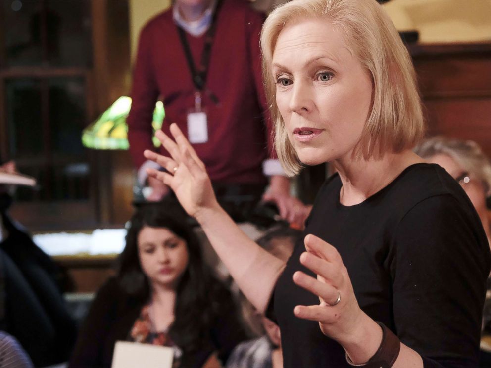 PHOTO: Sen. Kirsten Gillibrand talks during a Woodbury County, Iowa, Democrats first time meet and greet in Sioux City, Iowa, on Jan. 18, 2019, as she explores running for the office of the President.