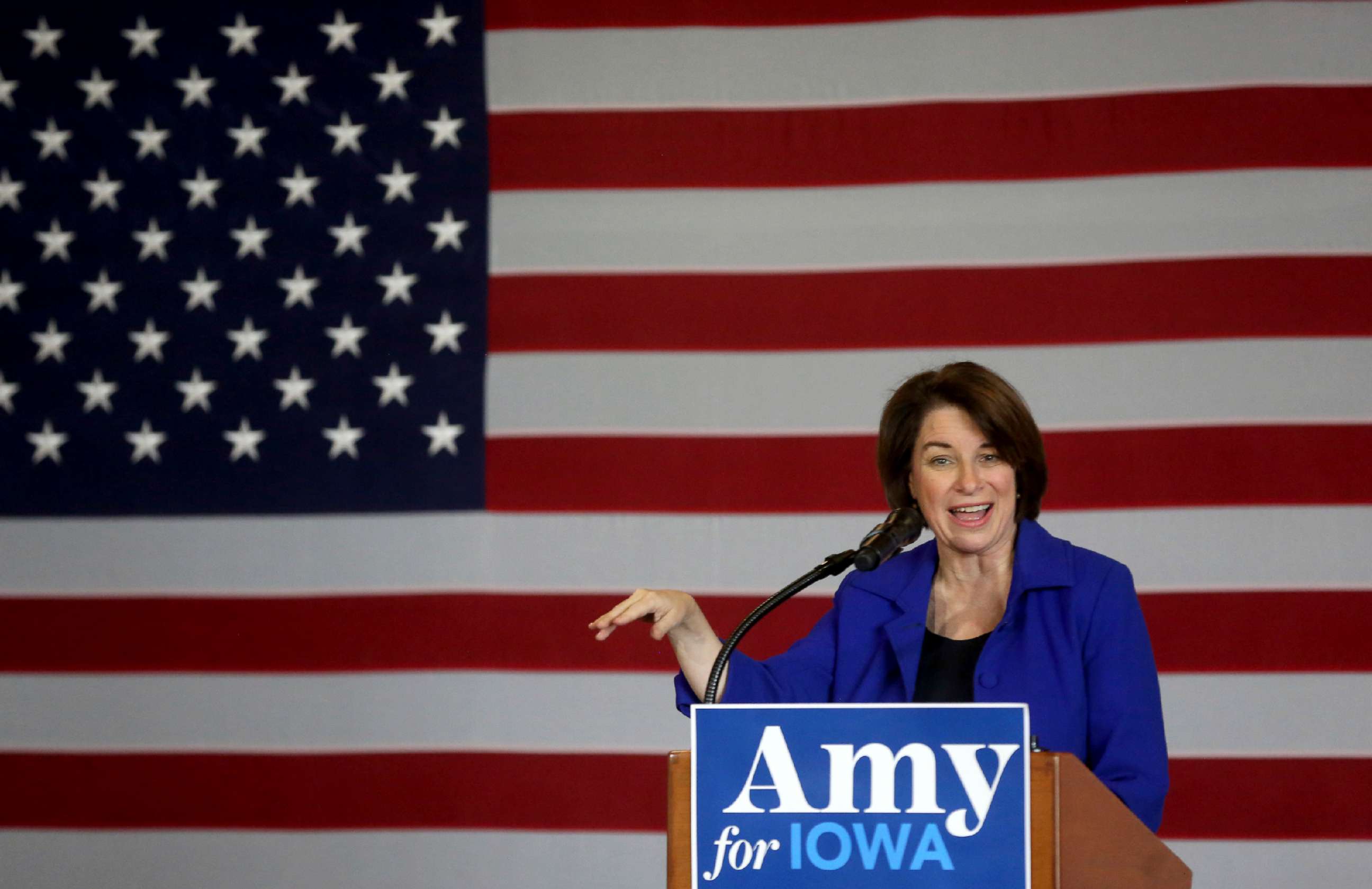 PHOTO: Democratic presidential candidate Sen. Amy Klobuchar, speaks during an event at Grand River Center in Dubuque, Iowa, Dec. 7, 2019.