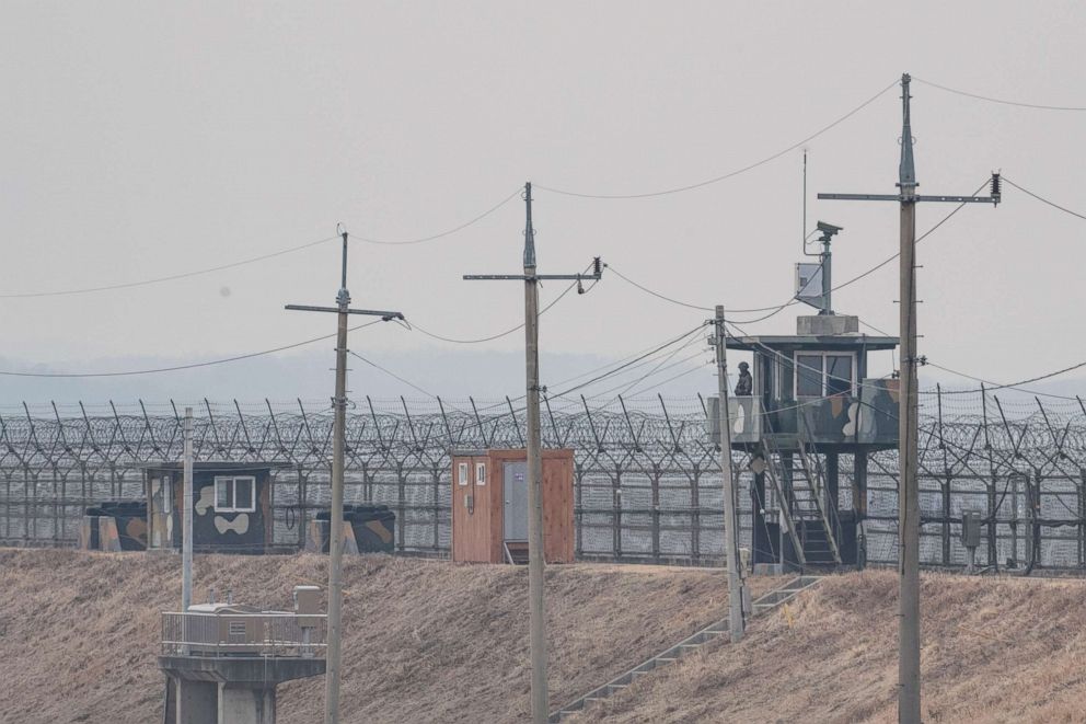 PHOTO: A South Korean border post is seen along the Military Demarcation Line inside the Demilitarized Zone (DMZ), in Gyeonggi-do, South Korea, Feb. 27, 2018.