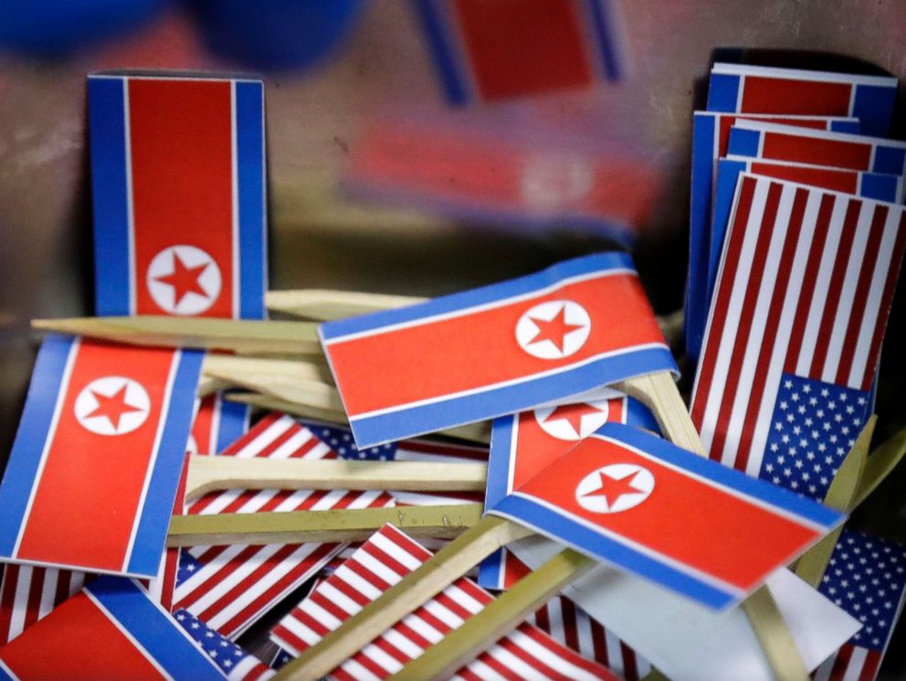 PHOTO: Miniature American and North Korean flags are piled together for use with tacos inspired by the upcoming summit between President Donald Trump and North Korean Leader Kim Jong Un, June 7, 2018 in Singapore.