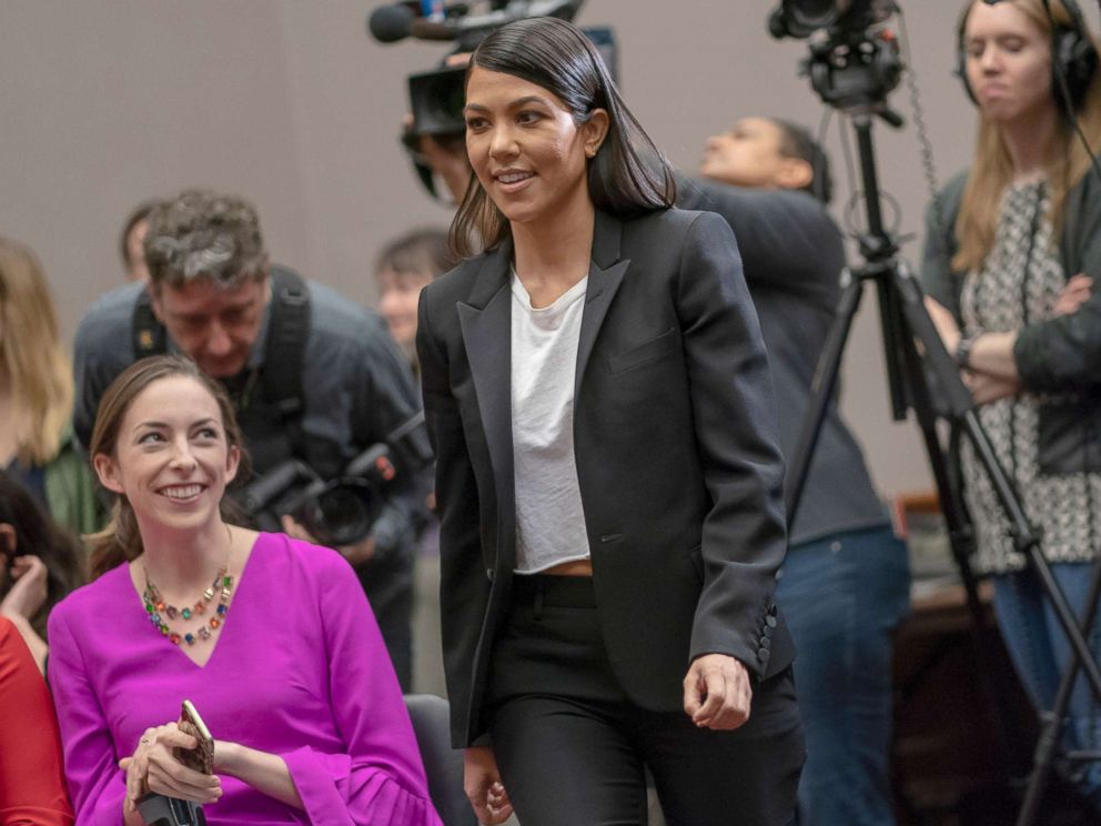 PHOTO: Kourtney Kardashian attends a news conference in support of personal care products legislation, the Personal Care Products Safety Act, introduced a year ago, on Capitol Hill in Washington, April 24, 2018.