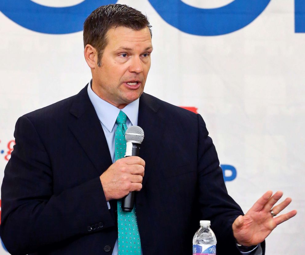 PHOTO: Kansas Secretary of State Kris Kobach speaks during a Republican gubernatorial debate in Atchison, Kan., April 13, 2018.