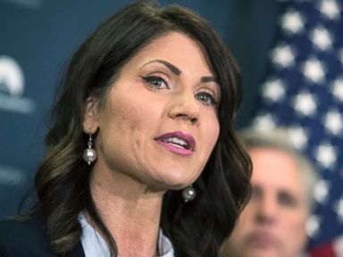 PHOTO: South Dakota gubernatorial candidate and Rep. Kristi Noem speaks on Capitol Hill in Washington, D.C., Dec. 5, 2017.