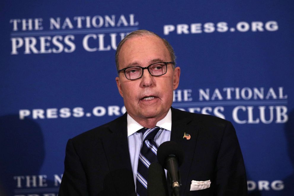 PHOTO: Director of the White House National Economic Council Larry Kudlow addresses a Newsmaker Luncheon at the National Press Club, April 23, 2019, in Washington, D.C. 