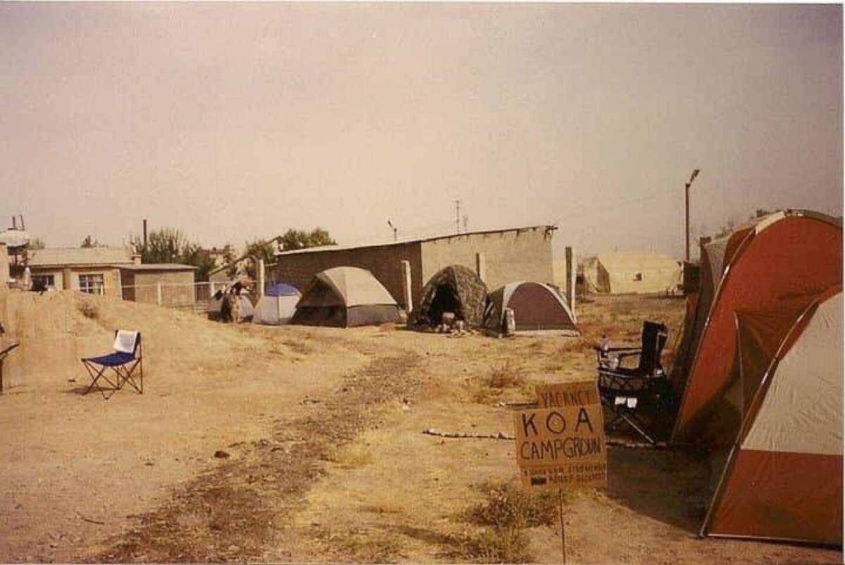 PHOTO: A photo shows the living quarters at Karshi-Khanabad base in Uzbekistan in October 2001. 